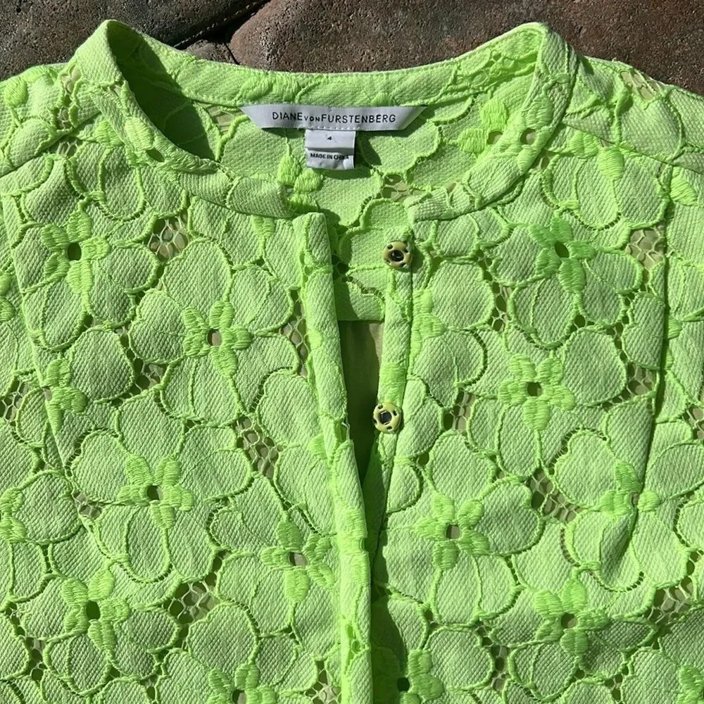 NEW! DIANE VON FURSTENBERG Flower Lace Warner Shift Dress - Picture 11 of 16